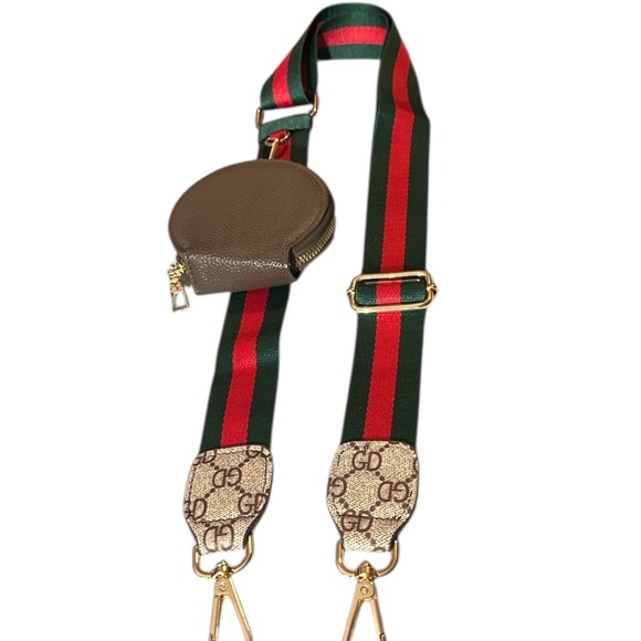 Green & Red Replacement GD  Strap with Coin Case Pouch For Crossbody Bag - Picture 2 of 7